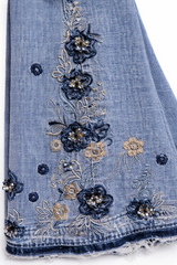High Rise Embroidered Flare Jeans – Tall Torso Friendly