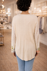 T-Party Artsy Lace Thermal Top - Beige /Dusty Rose