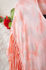 Boho Fringe Tie Dye Top with Rhinestone Chevron | Southwestern Boutique Shirt
