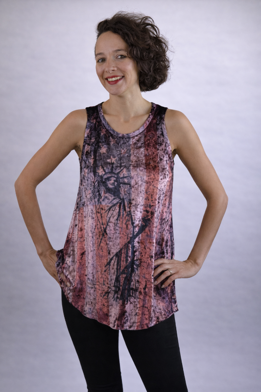 Velvet Flag Statue of Liberty Tank - Mauve