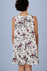 Entro Vintage Lace Floral Swing Dress - Off White