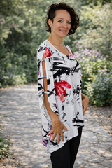 Sea & Anchor Print Asymmetrical Tunic - Red Purple