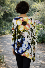 Sea & Anchor Watercolor Floral Asymmetrical Tunic Top