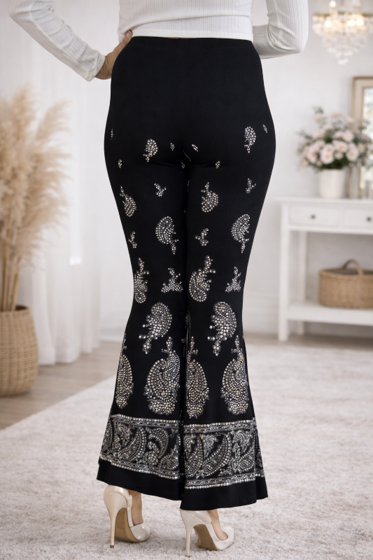 Vocal Paisley Short Soft Ankle Pants - Black