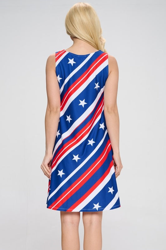 Stars and Stripes Tank Dress - Red White Blue