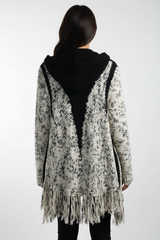 Wishlist Western Fringe Cardigan Sweater - Cream Black