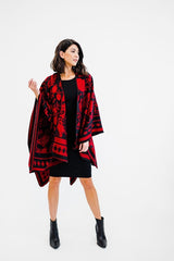 Ruggine Red Black Ruana Shawl Wrap