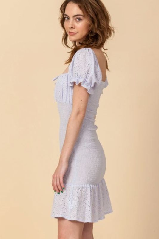 Sweetness Eyelet Bodycon Dress - Lavender