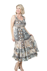 Bohemian Patchwork Below Knee Dress - Light Mint