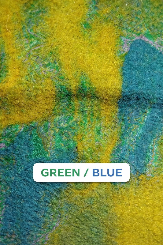 Merino Wool Silk Felt Upcycle Art Sari Scarf - Multiple Colors