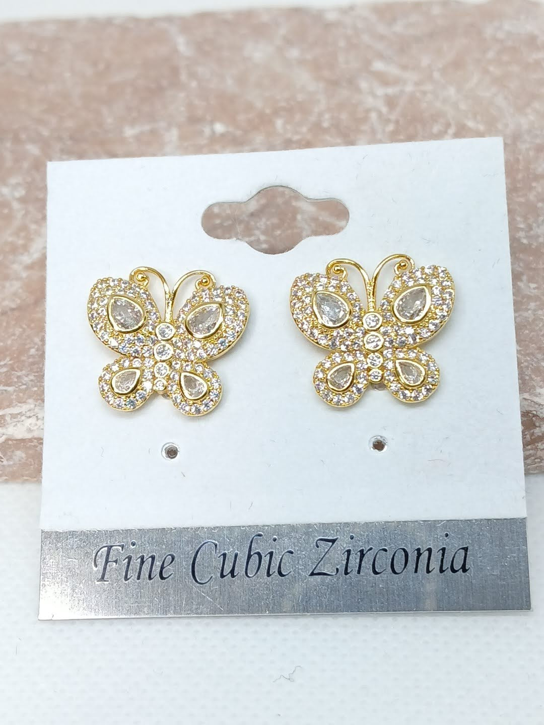 Butterfly Garden Cubic Zironia Earrings - Gold