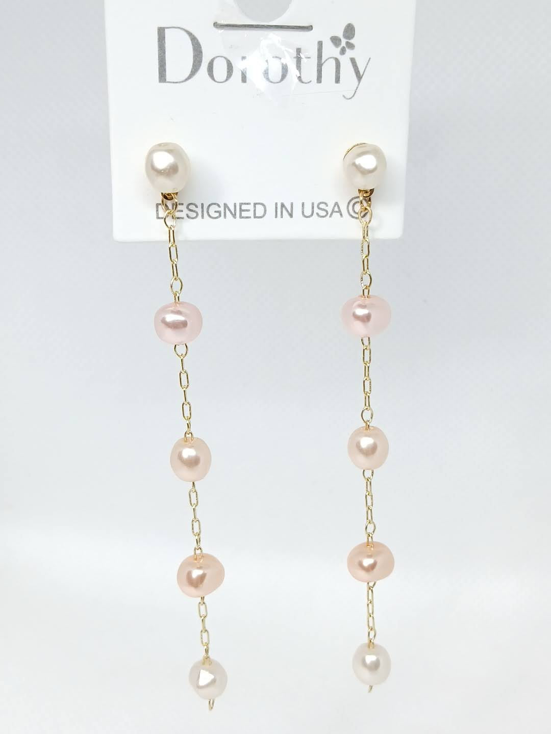 Delicate Fairy Dangle Pearl Earrings - Pinks