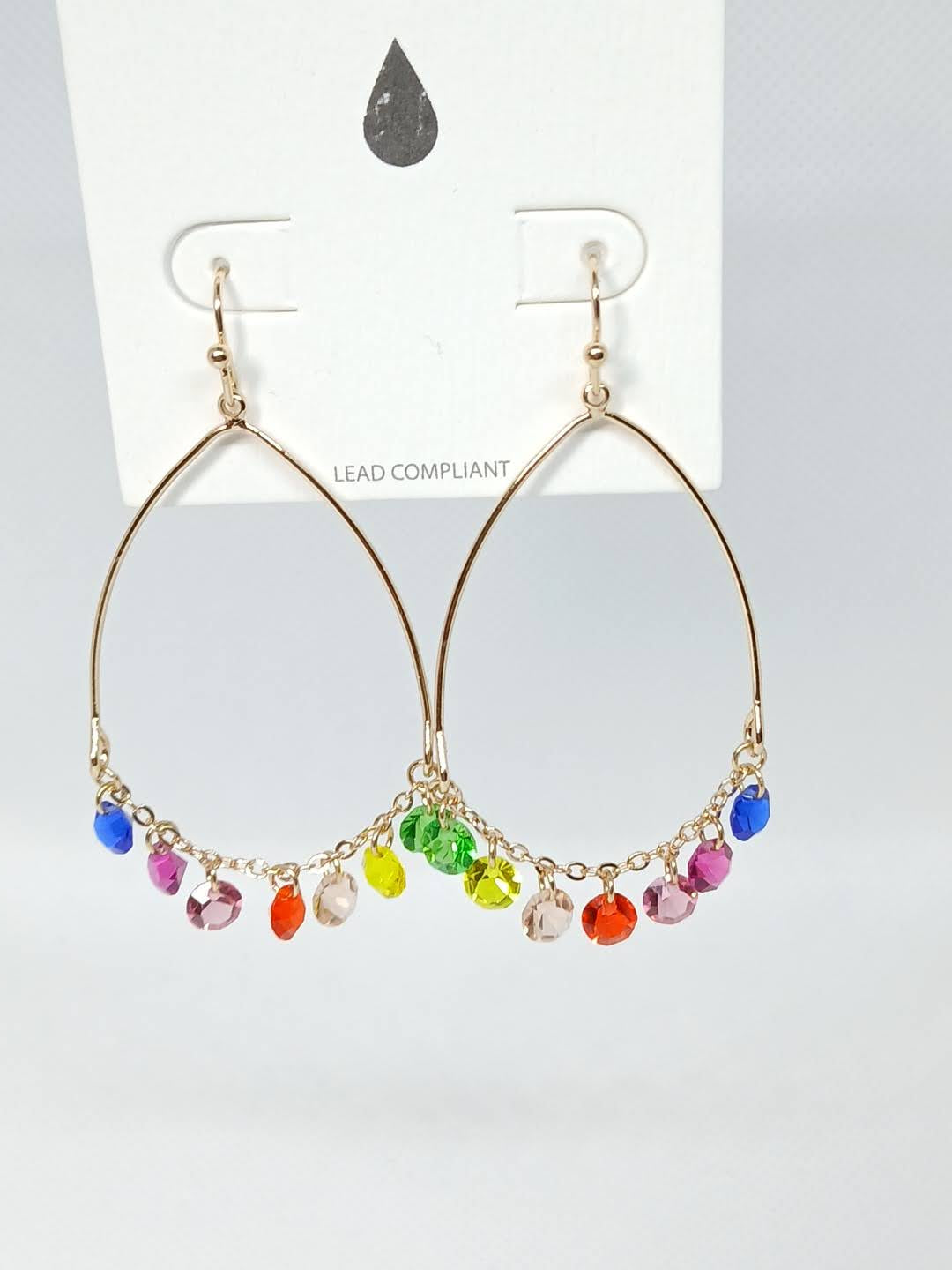 Rainbow Facet Bead Teardrop Earrings - Multi