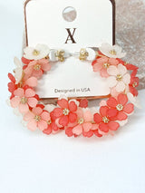 Flower Luster Resin Open Hoop Earrings - Multicolor Pinks