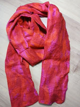 Merino Wool Silk Felt Upcycle Art Sari Scarf - Multiple Colors