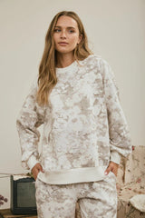 Taupe Floral Lounge Sweatshirt - Grey Multi