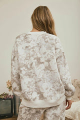 Taupe Floral Lounge Sweatshirt - Grey Multi