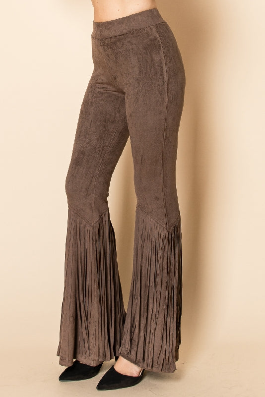 Vocal High-Waisted Long Fringe Suede Flare Pants – Coco