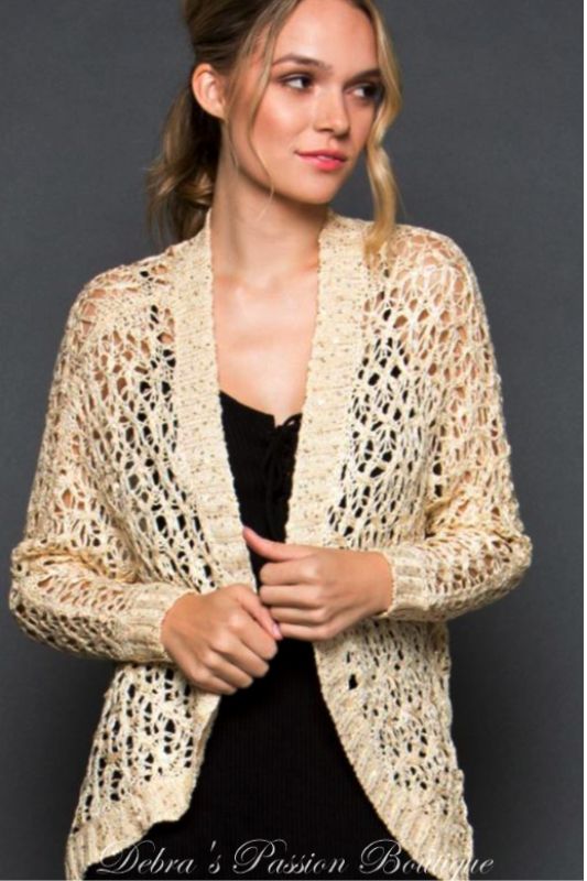 Gee Gee Crochet Sequins Sweater - Cream