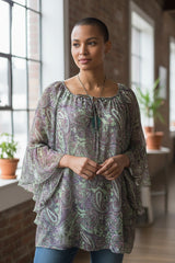 Lady Noiz Paisley Tunic Blouse - Aqua Multi