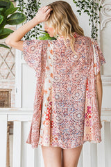 Oli & Hali Mixed Print Tunic Blouse - Pink