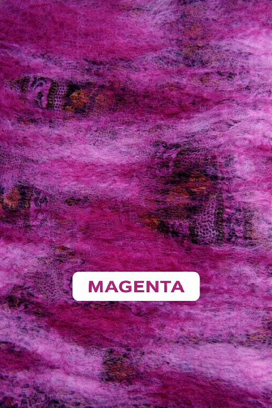 Merino Wool Silk Felt Upcycle Art Sari Scarf - Multiple Colors