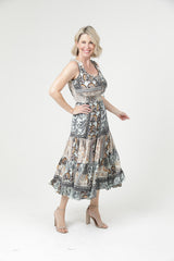 Bohemian Patchwork Below Knee Dress - Light Mint