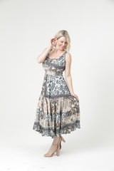 Bohemian Patchwork Below Knee Dress - Light Mint