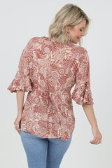 Nostalgia Tie Back Button Down Shirt - Ginger