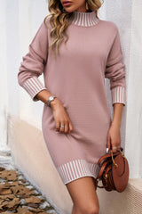 Nevada Stripe Detail Mini Sweater Dress - Pink