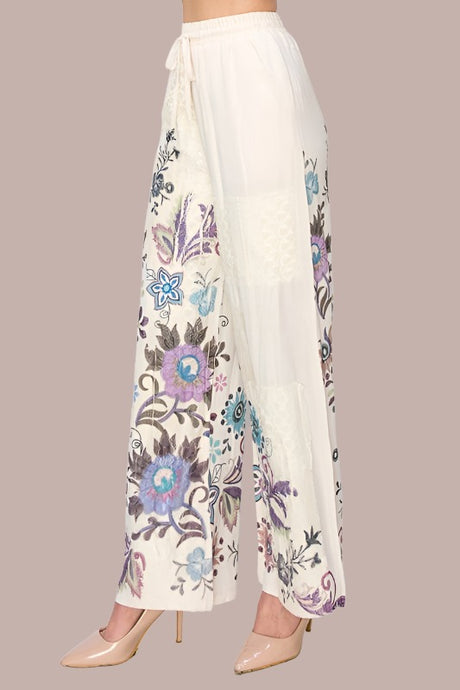 Origami Artsy Loose Patchwork Print Drawstring Pants