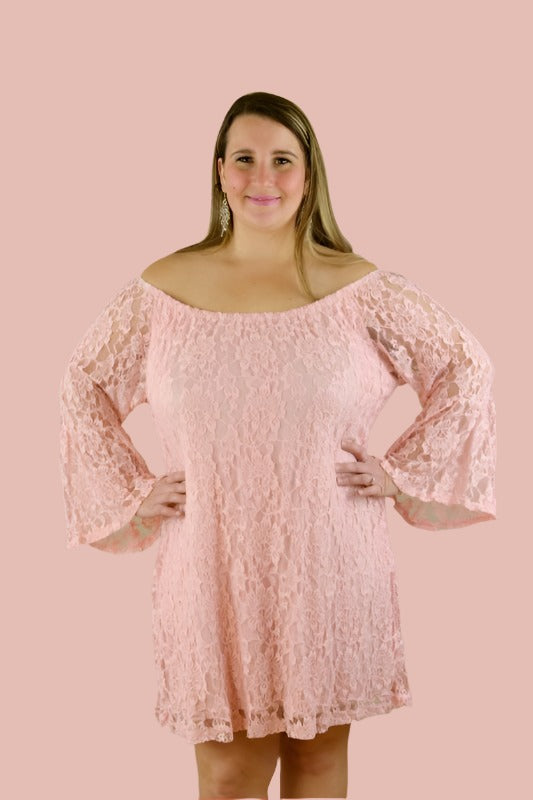 Curvy Peach Lace Dress