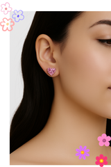 Glisten With All Your Heart Earrings - CZ Rose Pink