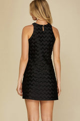 She + Sky Textured Basketweave Sleeveless Dress - Black