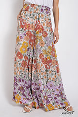 Gigio Flare Wide Leg Floral Pants - Lavender