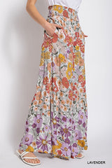 Gigio Flare Wide Leg Floral Pants - Lavender