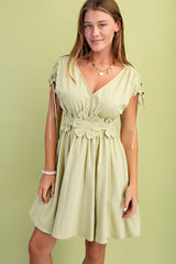 Gigio Floral Applique Mini Dress - Apple Green