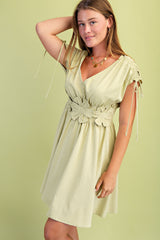 Gigio Floral Applique Mini Dress - Apple Green