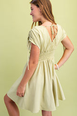 Gigio Floral Applique Mini Dress - Apple Green