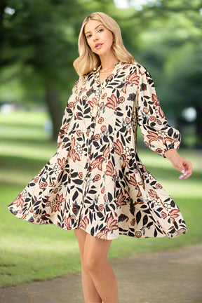 Gigio Mod Floral Shirt Flare Dress