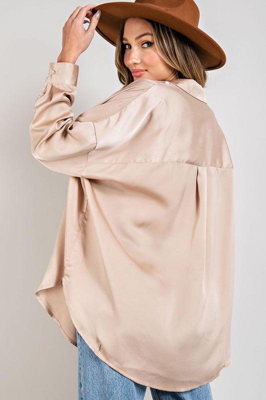 Eesome Fyne & Dandie Satin Loose Blouse - Multiple Colors