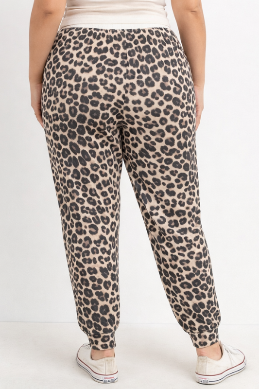 Cherish Plus Thermal Jogger Pants Lounge - Leopard