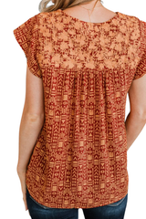 Savanna Jane Embroidered Babydoll Blouse - Rust Marigold