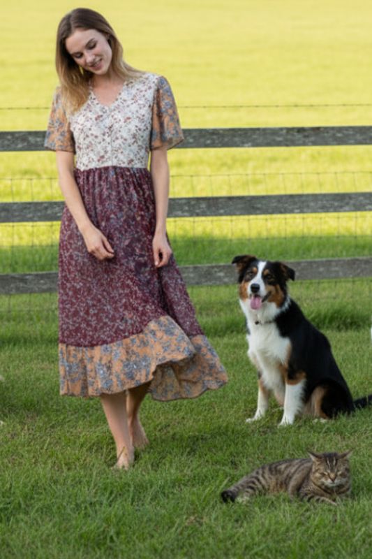 Polagram Mixed Prints Ruffle Hem Midi Dress - Multi