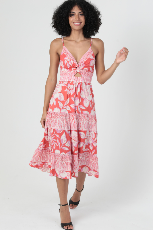 Angie Floral Motif Midi Dress
