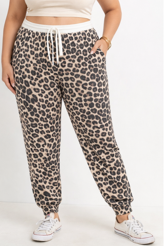Cherish Plus Thermal Jogger Pants Lounge - Leopard