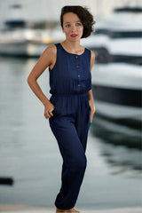 L Love Easy Living Jogger Jumpsuit - Navy