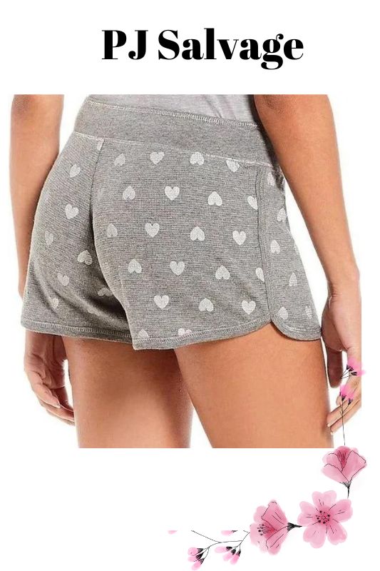 PJ Salvage Silver Hearts Thermal Pajama Shorts - H.Gray