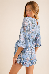 Kori Wildflower Print Romper - Blue Multi