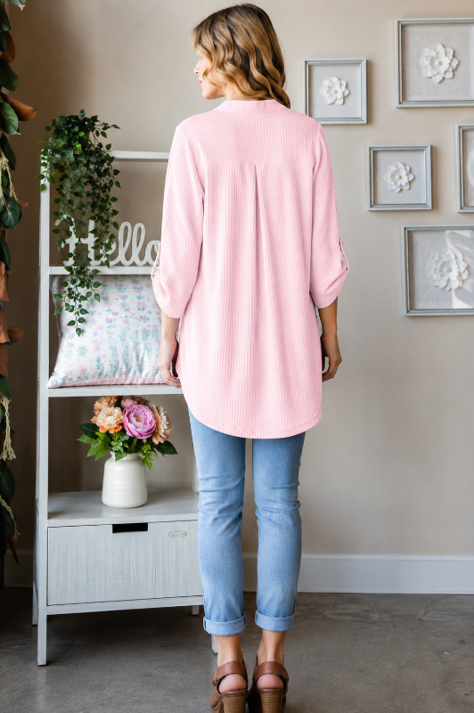 Heimish Bright Pink Urban Rib Hi-Low Top